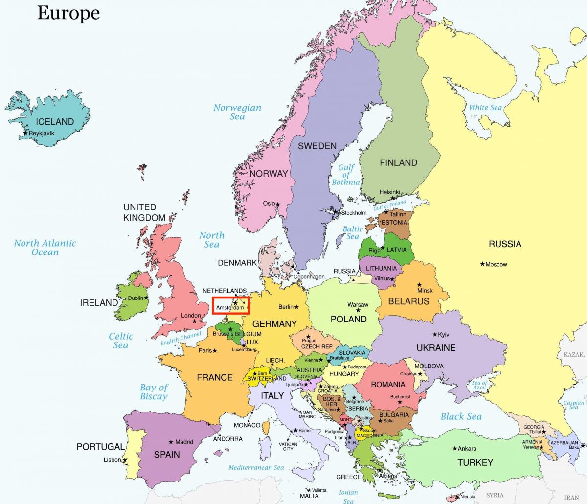 أمستردام على خريطة أوروبا