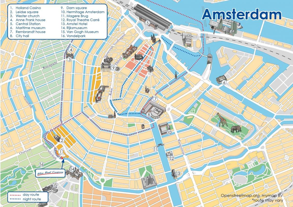 خريطة قناة أمستردام الطريق قارب